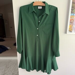 Tuckernuck Green Crepe “Callahan” Shirt Dress